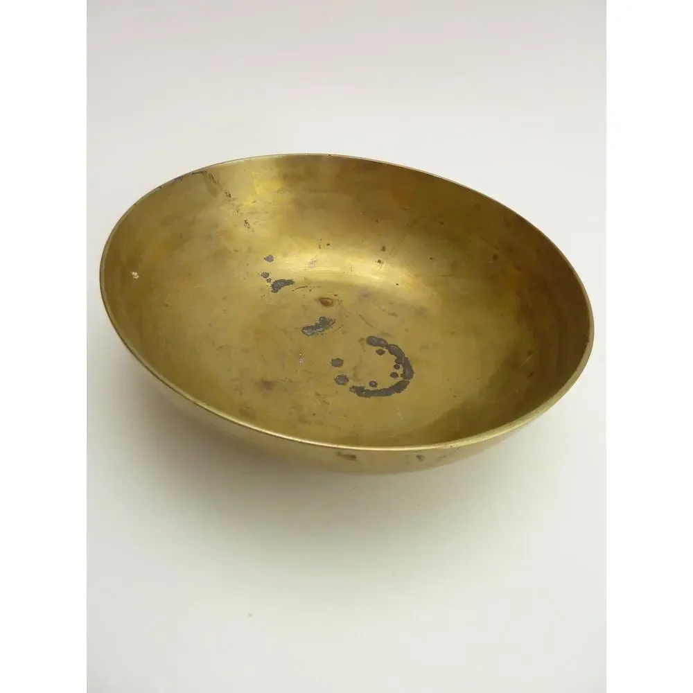 Vintage Brass Bronze Meditation Offering Bowl 7 Inch Altar Ritual Sound Dish